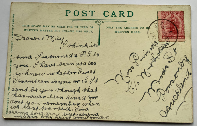 Early 1900s postcard with Mangawai postmark 23 Nov 1906